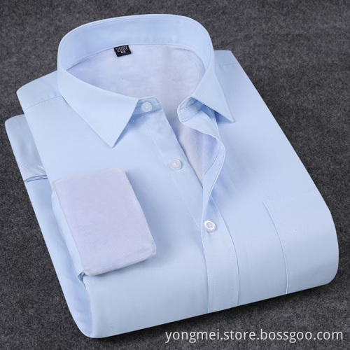 Mens solid office shirt with warm plush